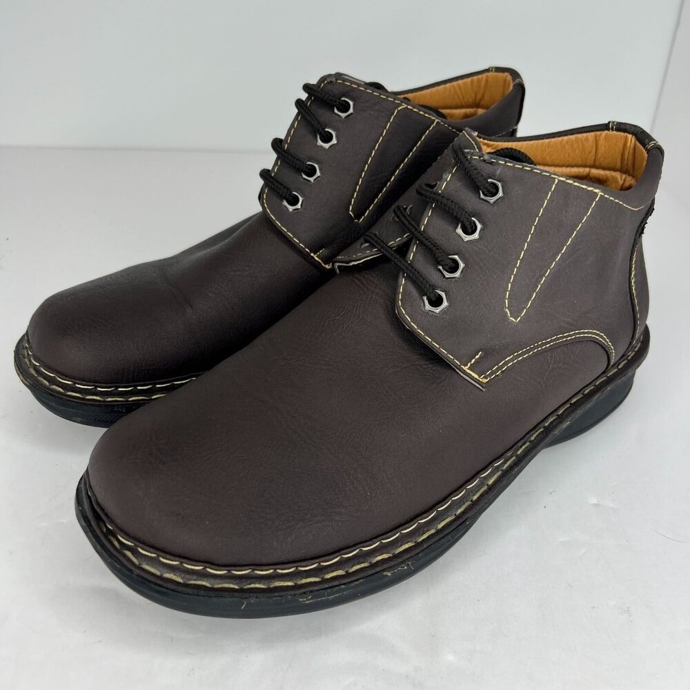 Franco Vanucci Mens Casual-8 Brown Leather Ankle Lace Up Size 8 Chukka Boots